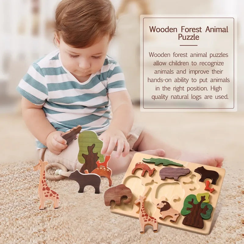 Little  3d Wooden Puzzle Forest Animals Jigsaw Puzzle Board