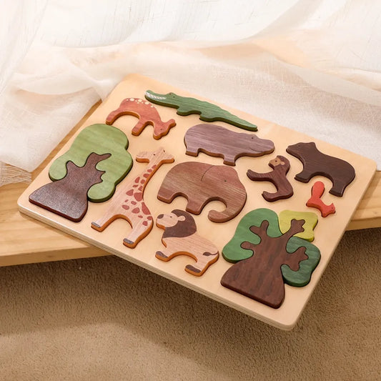 Little  3d Wooden Puzzle Forest Animals Jigsaw Puzzle Board