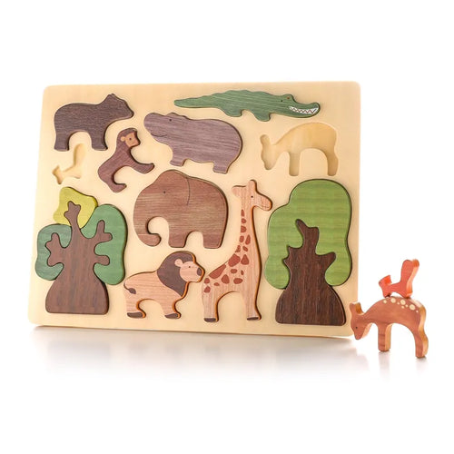 Little  3d Wooden Puzzle Forest Animals Jigsaw Puzzle Board