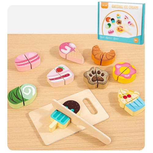 Simulation Kitchen Pretend Fruit Vegetable Ice Cream Food Cutting Toy