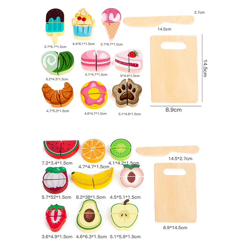 Simulation Kitchen Pretend Fruit Vegetable Ice Cream Food Cutting Toy
