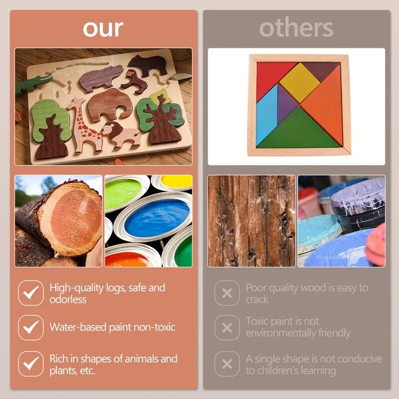 Little  3d Wooden Puzzle Forest Animals Jigsaw Puzzle Board