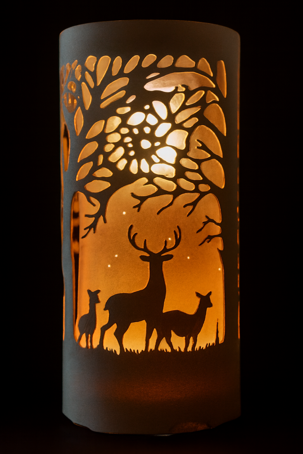 Little Deer Forest  Cylinder Lamp